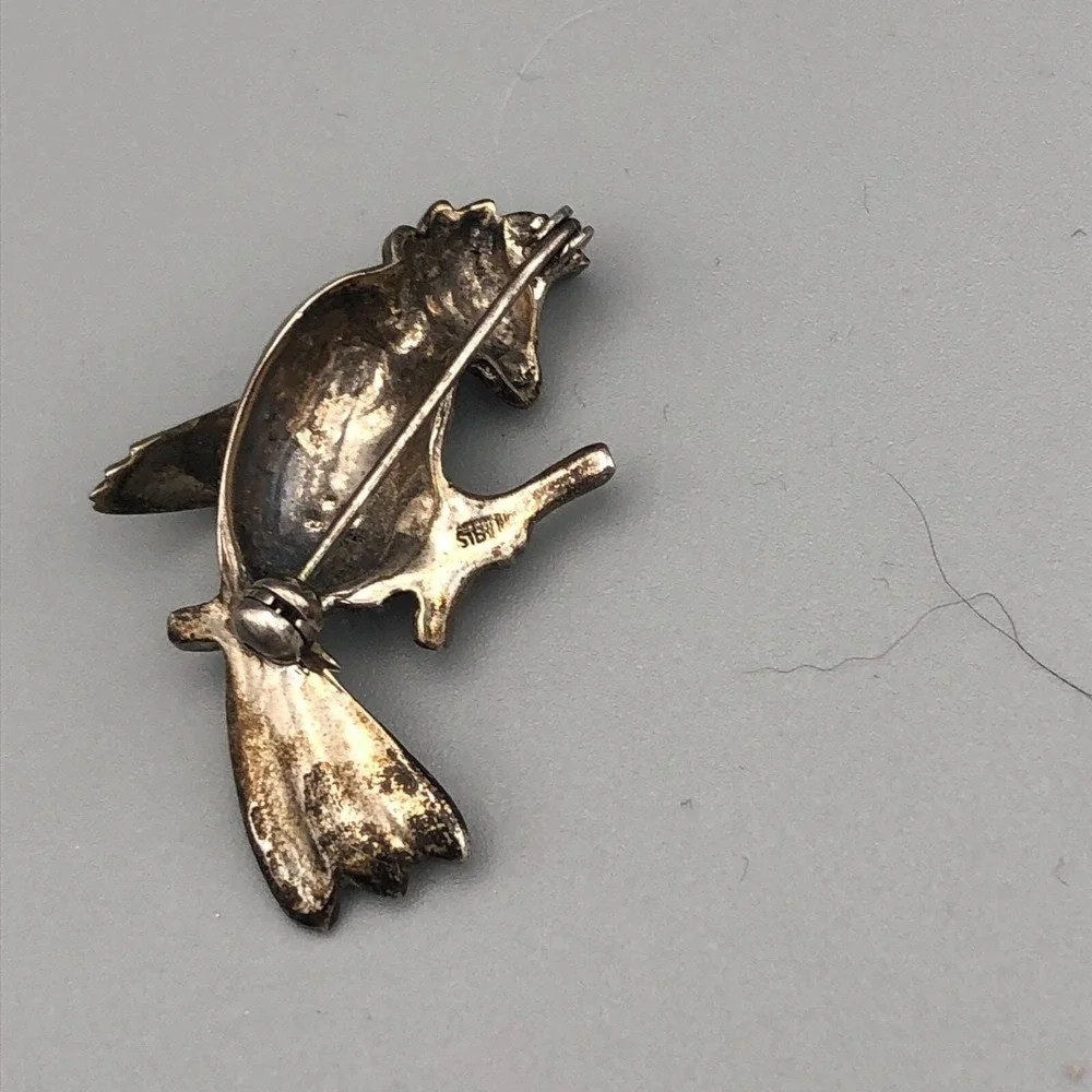 Vintage Sterling Silver Bird Brooch Pin 925 Dimensional Cockatoo 7.36 grams